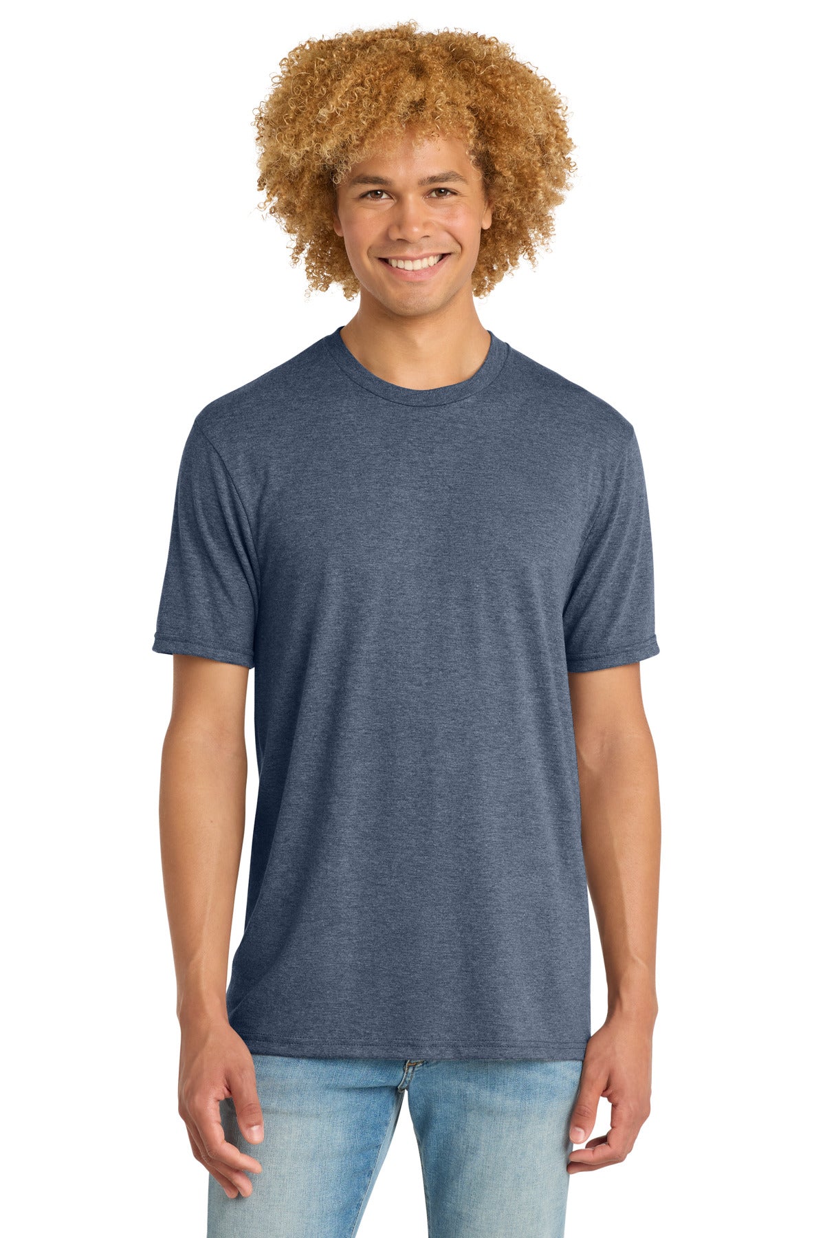Custom logo District ®  Perfect Tri ®  DTG Tee DM130DTG in Navy Frost