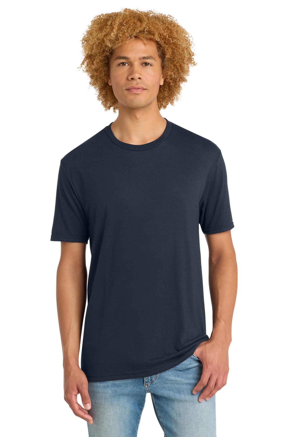 Custom logo District ®  Perfect Tri ®  DTG Tee DM130DTG in New Navy
