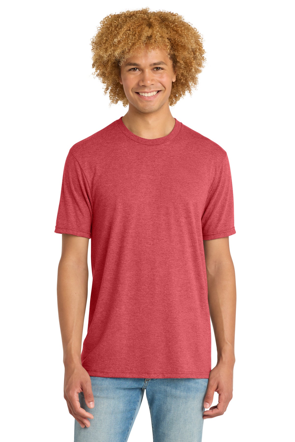 Custom logo District ®  Perfect Tri ®  DTG Tee DM130DTG in Red Frost
