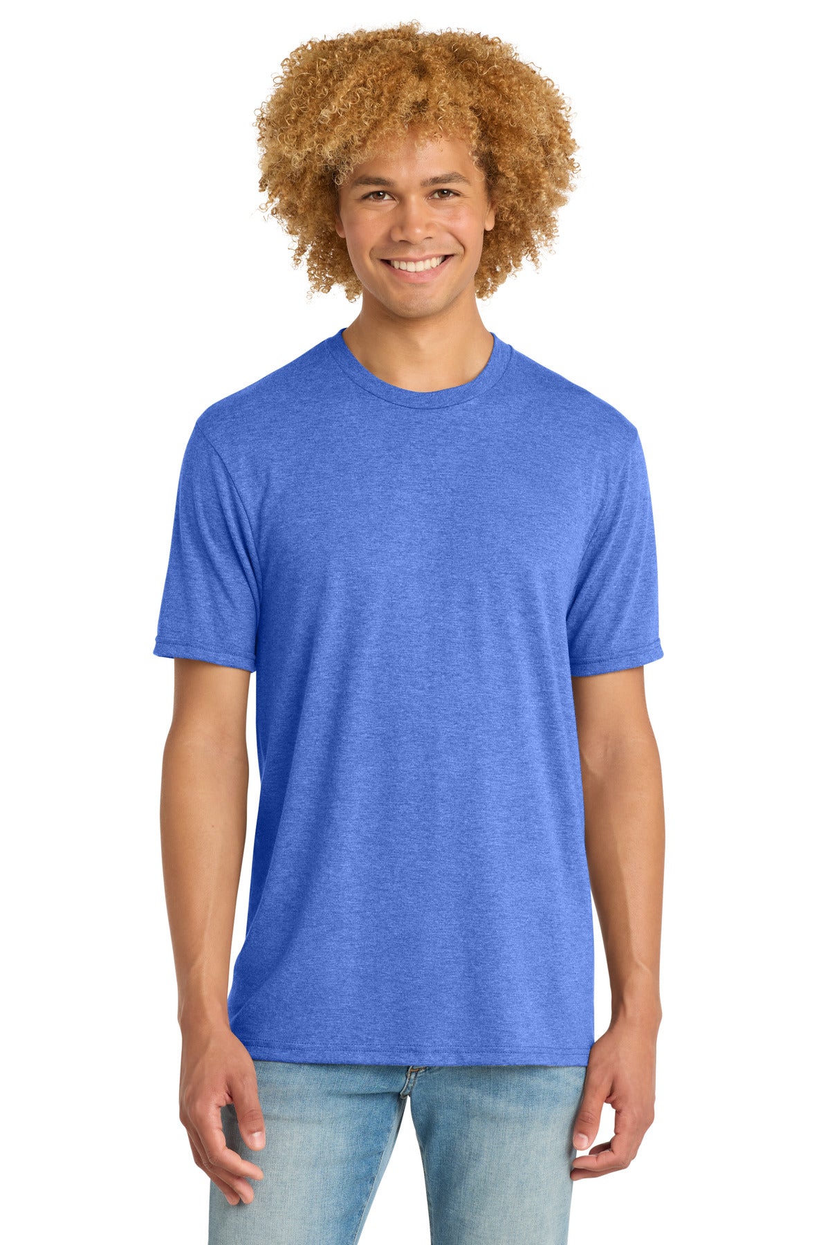 Custom logo District ®  Perfect Tri ®  DTG Tee DM130DTG in Royal Frost