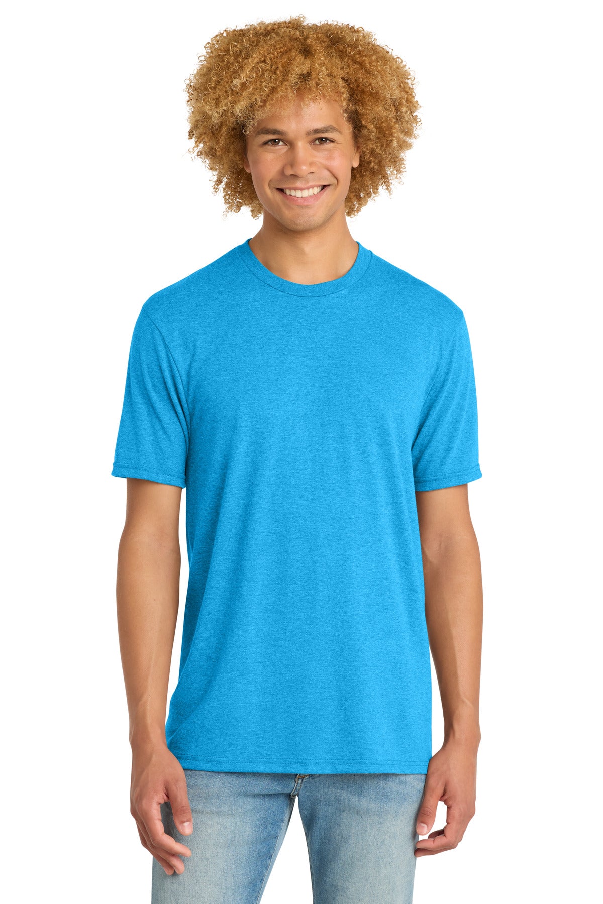Custom logo District ®  Perfect Tri ®  DTG Tee DM130DTG in Turquoise Frost