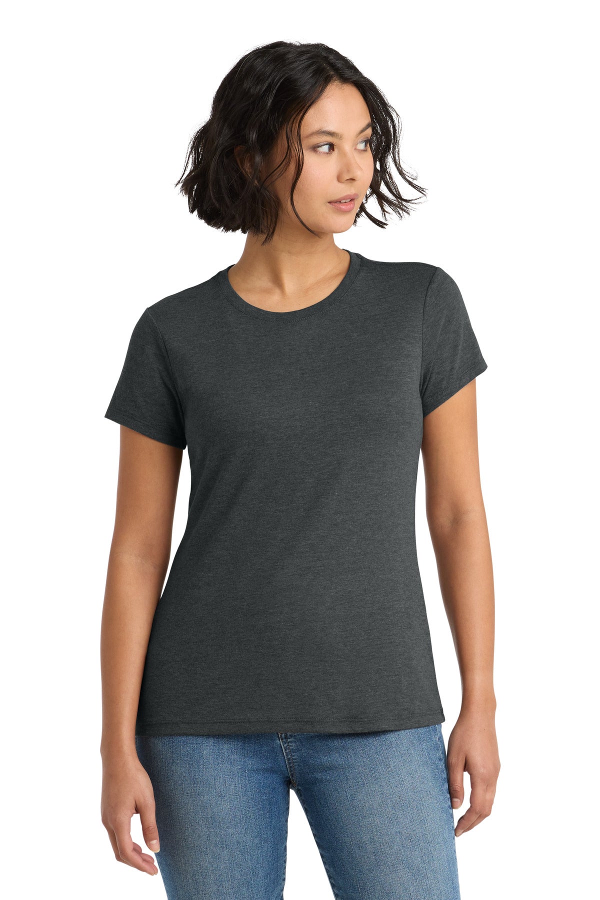 Custom logo District ® Women's Perfect Tri® Tee. DM130L in Black Frost