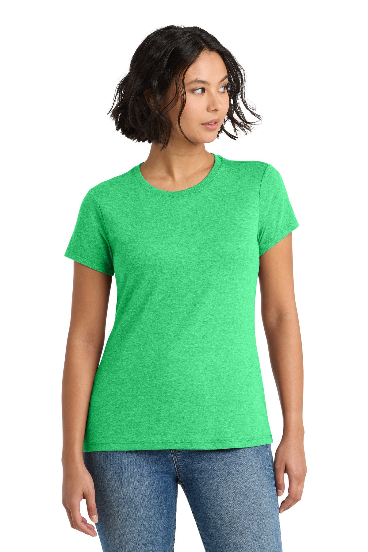 Custom logo District ® Women's Perfect Tri® Tee. DM130L in Green Frost