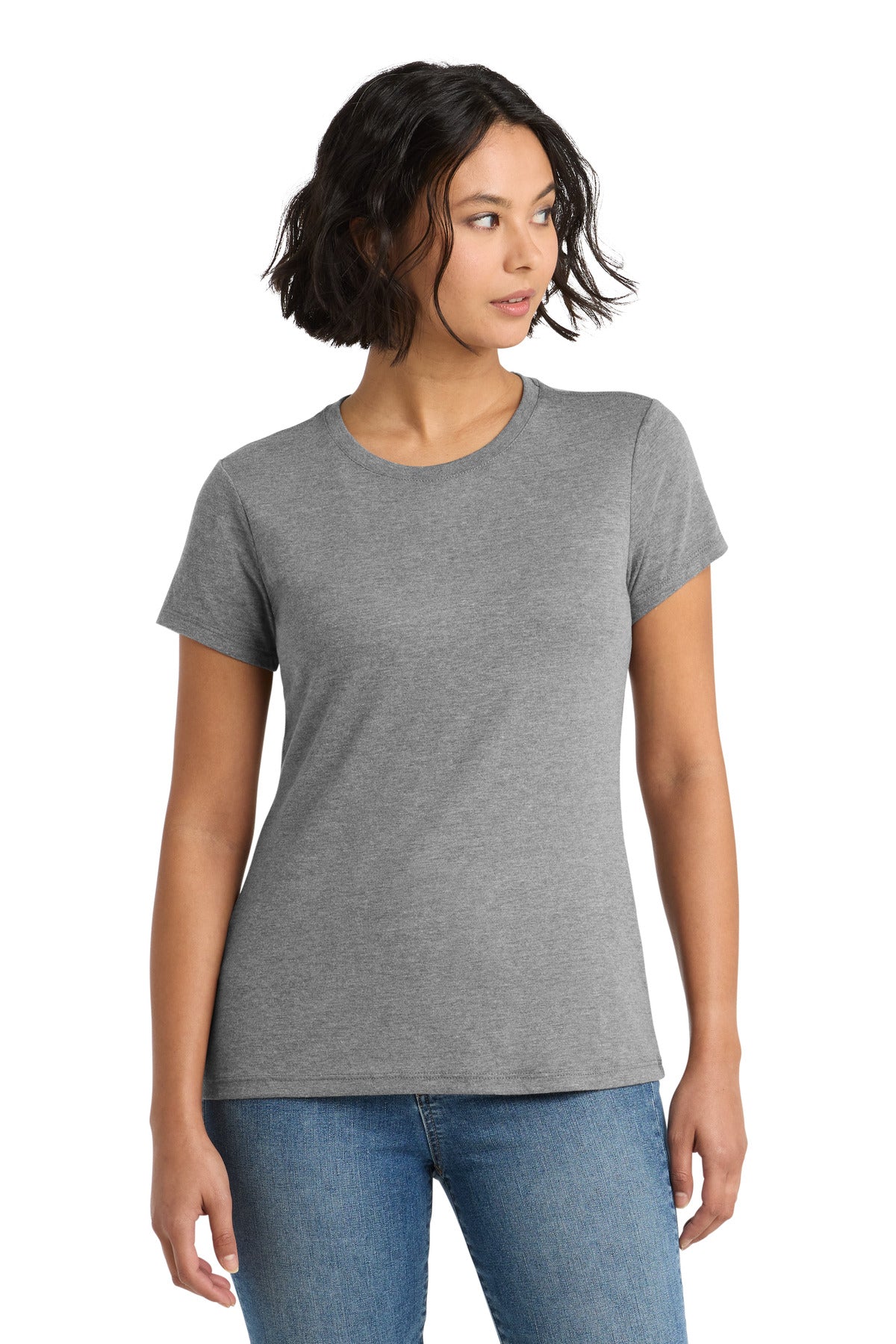 Custom logo District ® Women's Perfect Tri® Tee. DM130L in Grey Frost