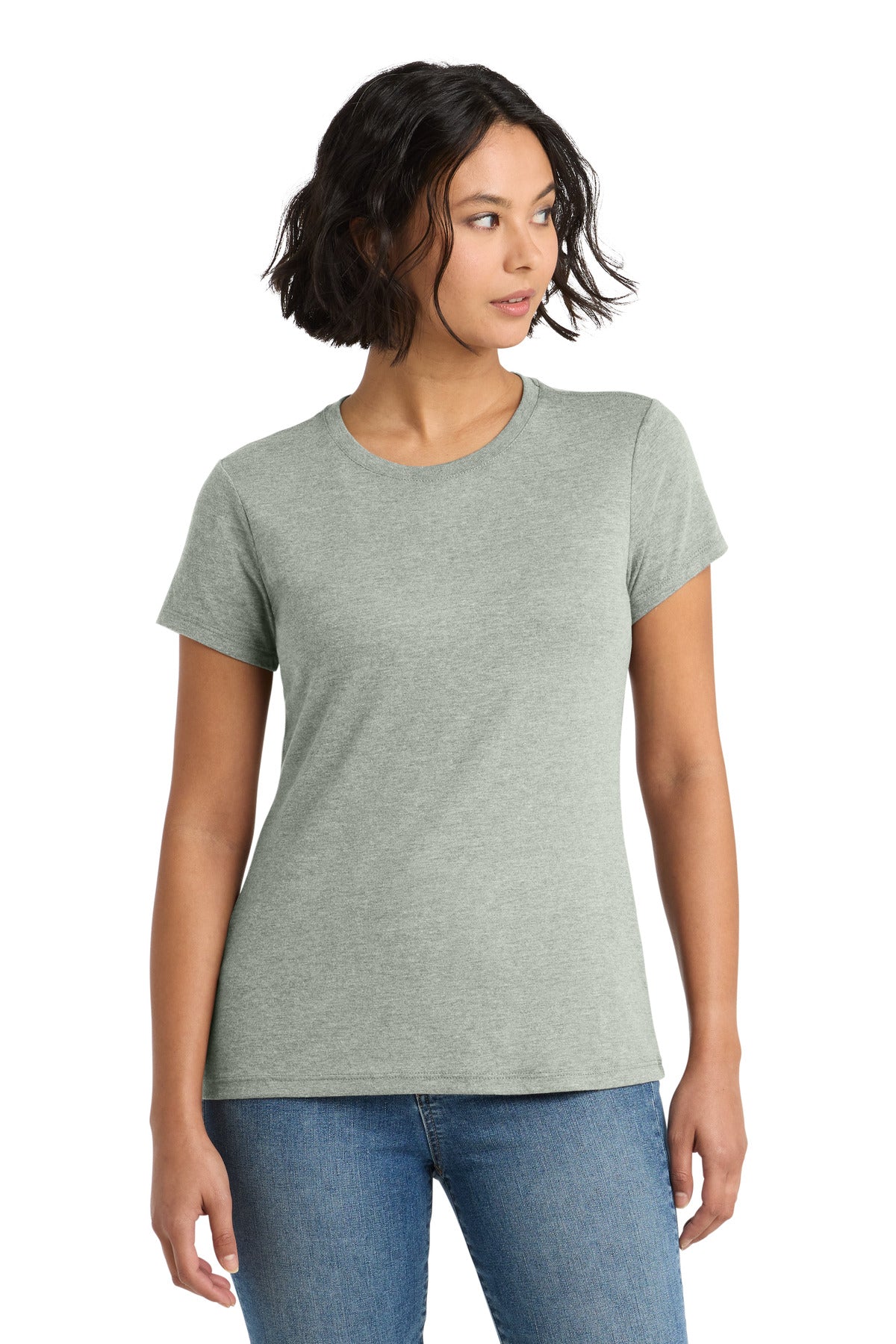 Custom logo District ® Women's Perfect Tri® Tee. DM130L in Heathered Grey