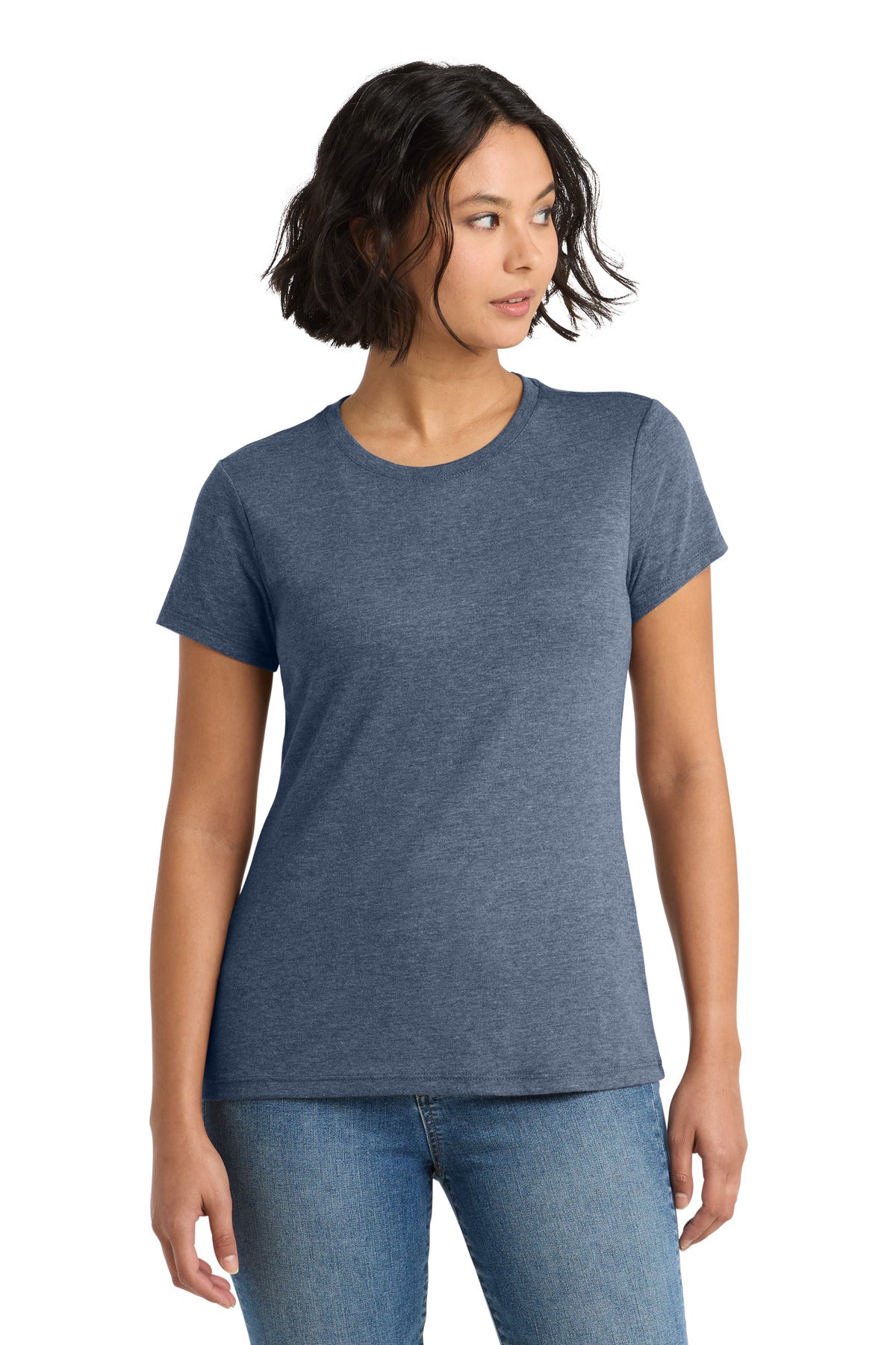 Custom logo District ® Women's Perfect Tri® Tee. DM130L in Navy Frost