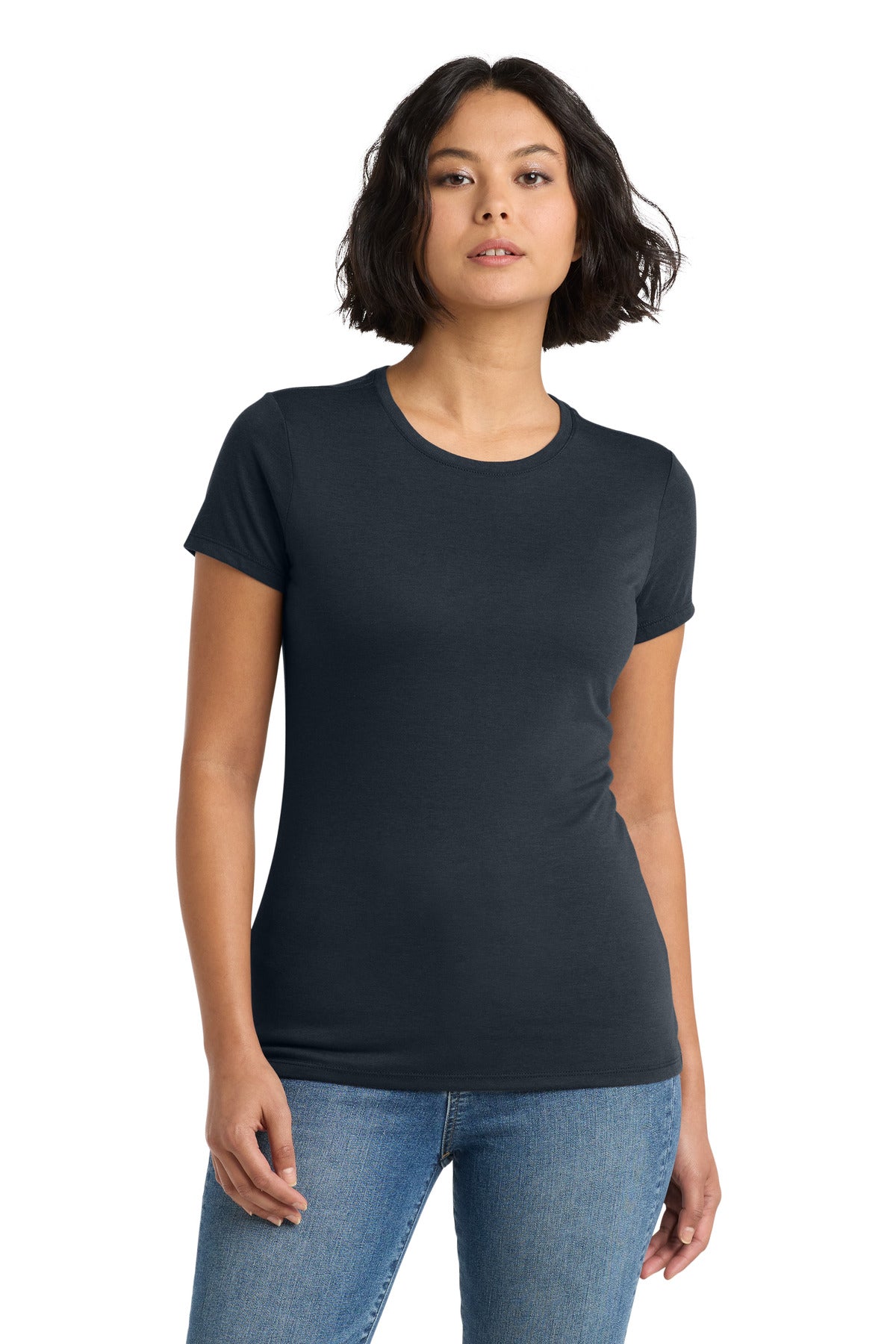 Custom logo District ® Women's Perfect Tri® Tee. DM130L in New Navy