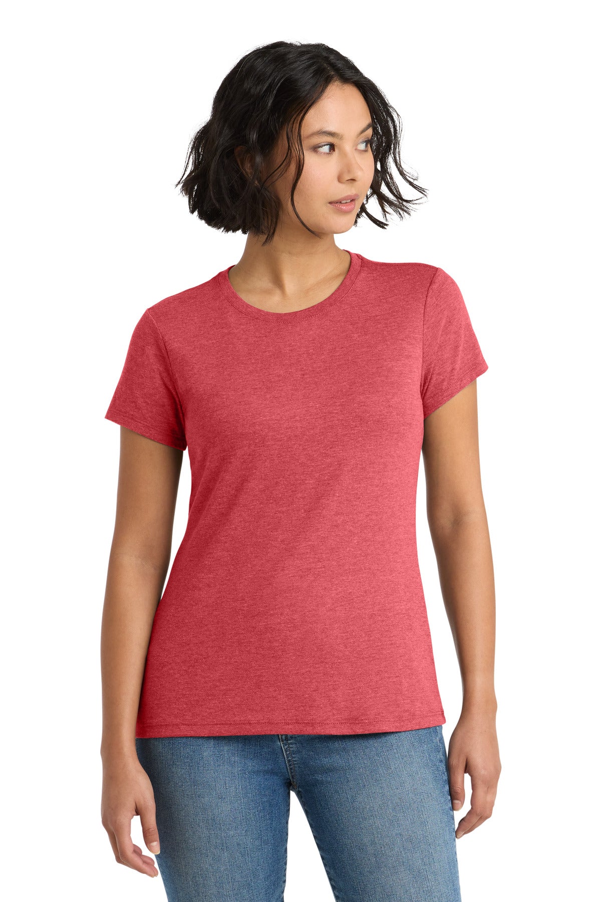 Custom logo District ® Women's Perfect Tri® Tee. DM130L in Red Frost