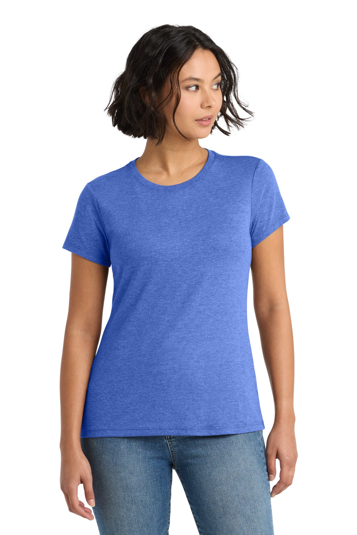 Custom logo District ® Women's Perfect Tri® Tee. DM130L in Royal Frost