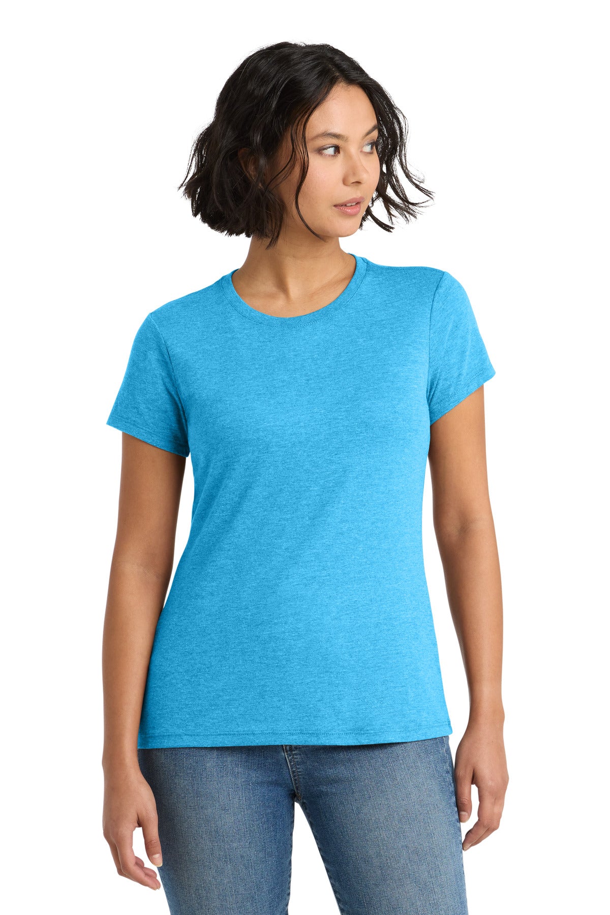 Custom logo District ® Women's Perfect Tri® Tee. DM130L in Turquoise Frost