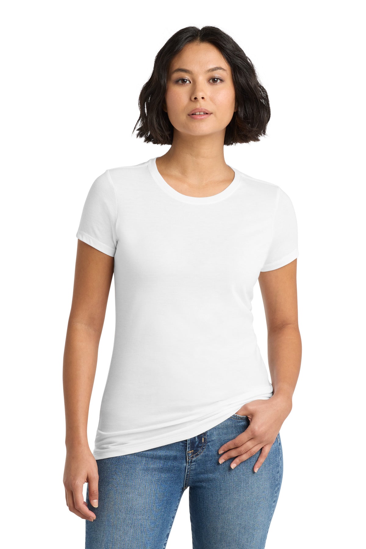 Custom logo District ® Women's Perfect Tri® Tee. DM130L in White