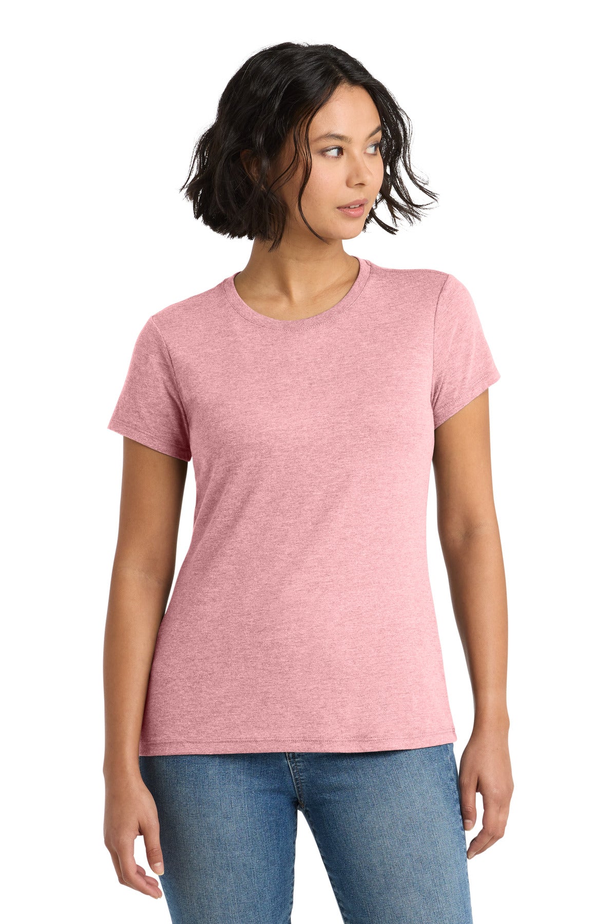 Custom logo District ® Women's Perfect Tri® Tee. DM130L in Wisteria Heather