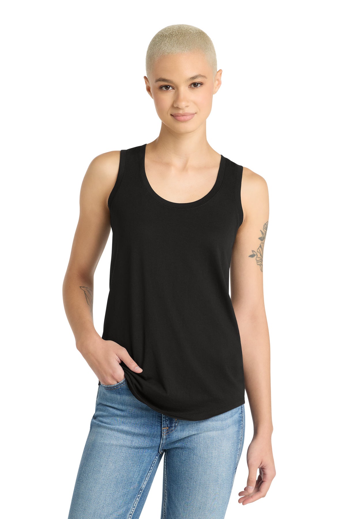 Custom logo District ® Women's Perfect Tri® Racerback Tank. DM138L in Black