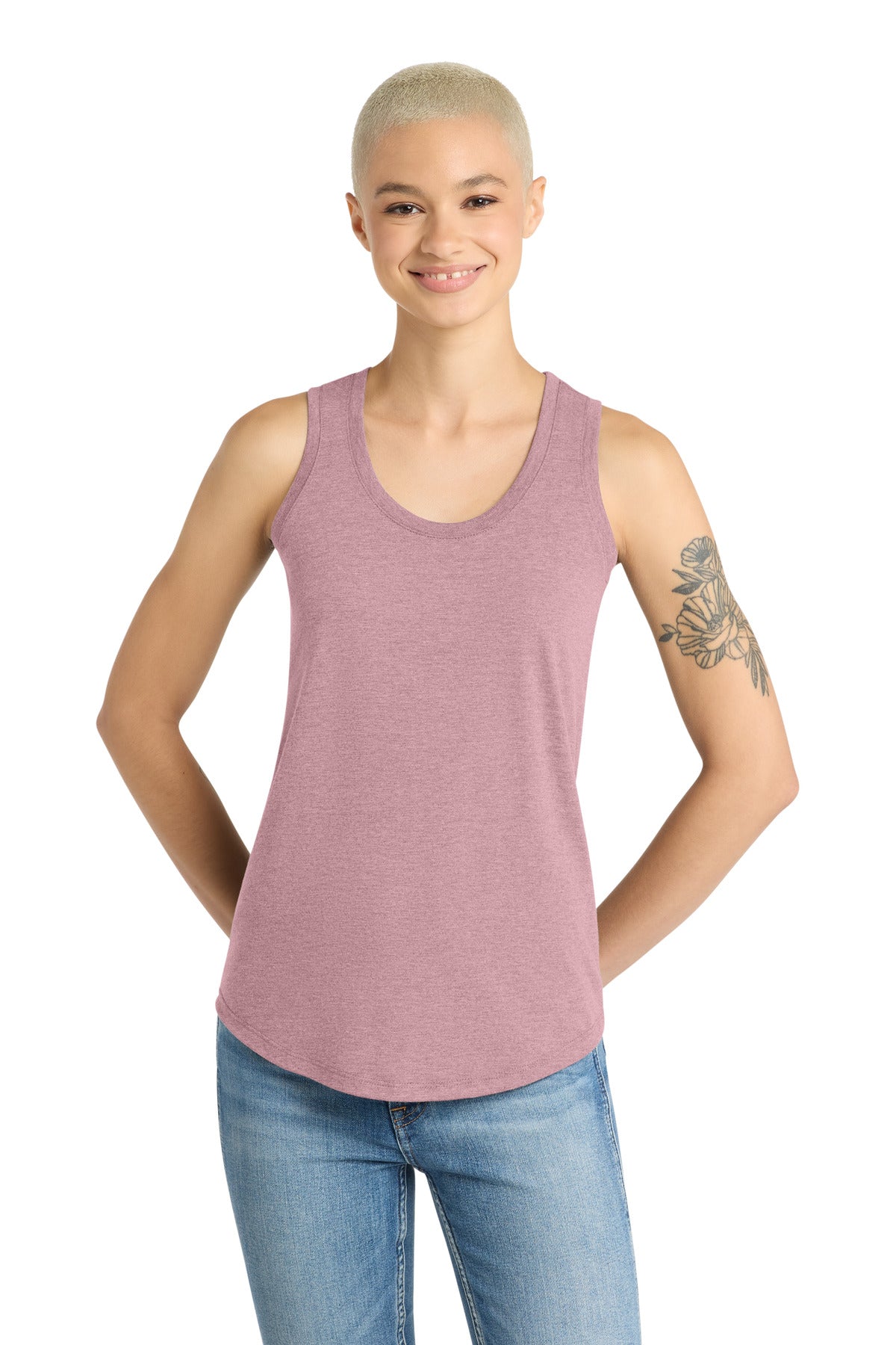 Custom logo District ® Women's Perfect Tri® Racerback Tank. DM138L in Heathered Lavender