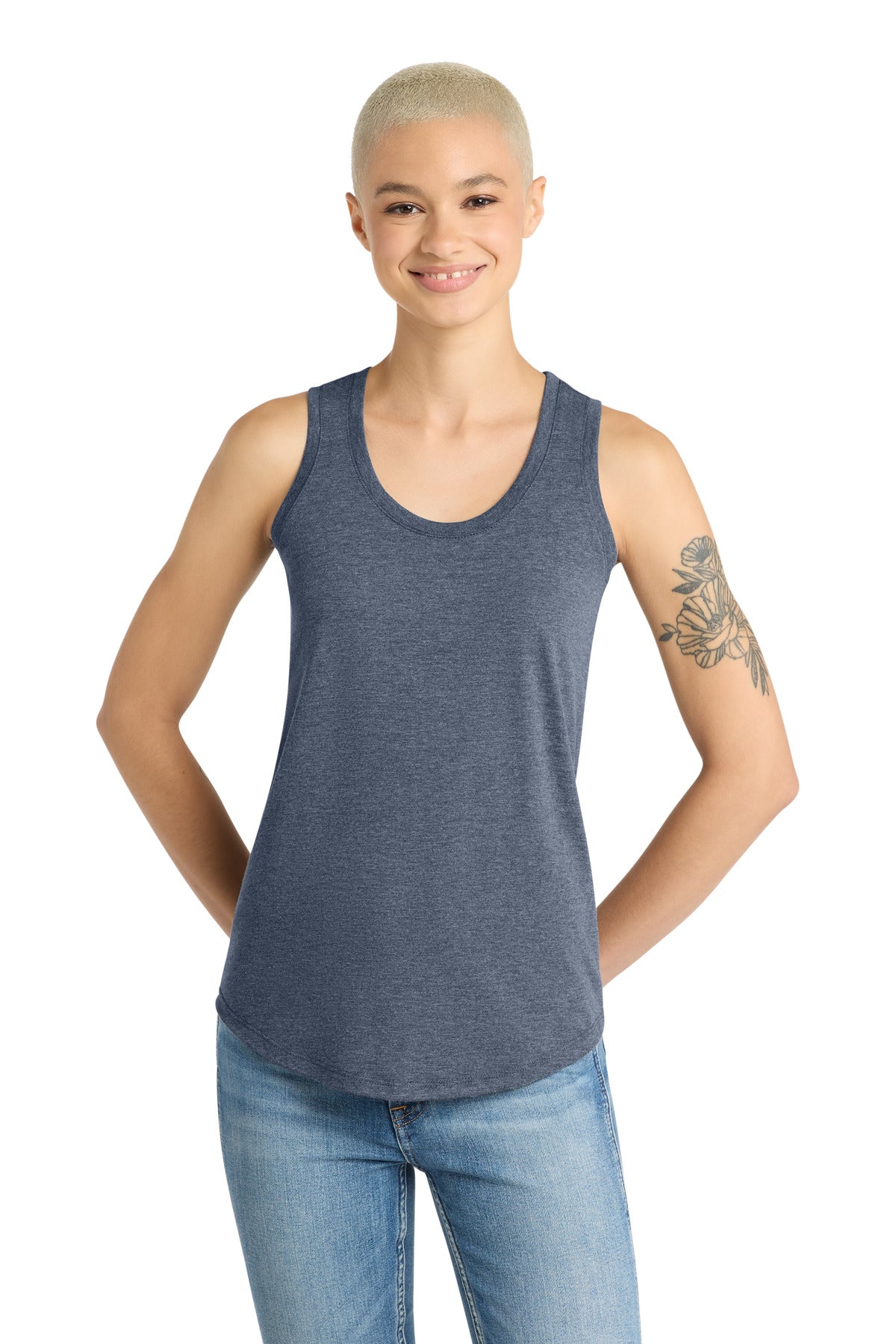Custom logo District ® Women's Perfect Tri® Racerback Tank. DM138L in Navy Frost