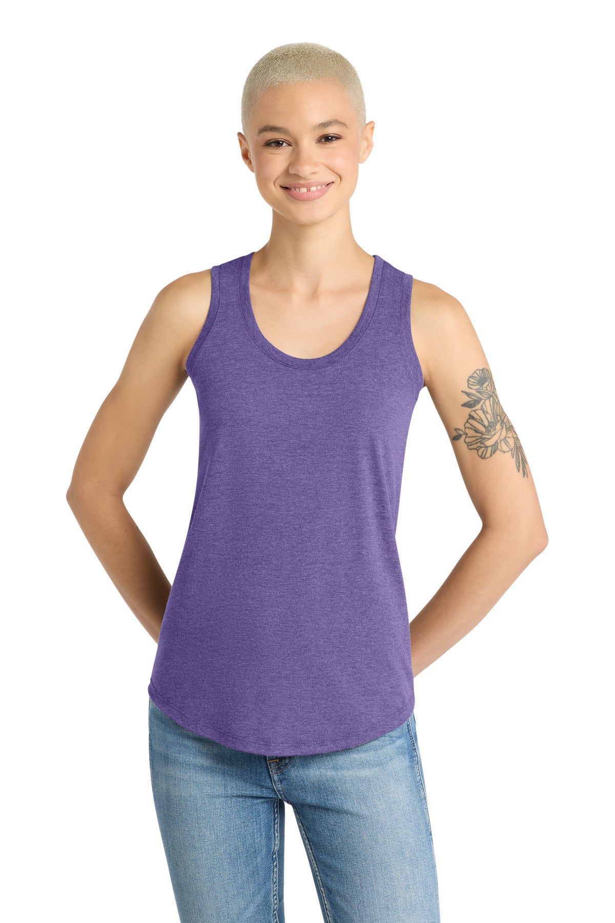 Custom logo District ® Women's Perfect Tri® Racerback Tank. DM138L in Purple Frost