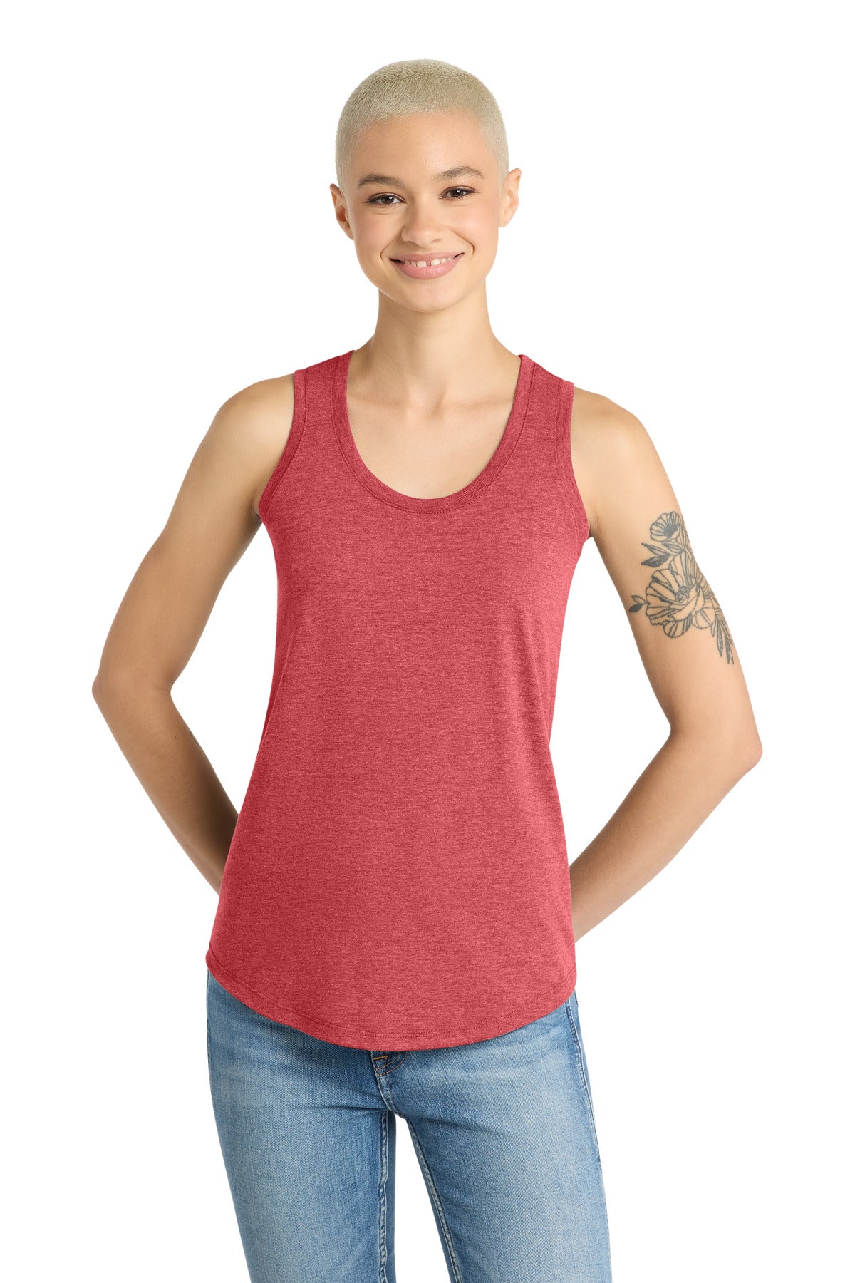 Custom logo District ® Women's Perfect Tri® Racerback Tank. DM138L in Red Frost