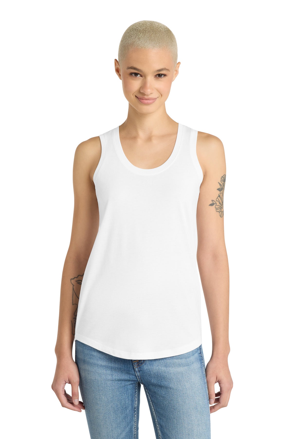 Custom logo District ® Women's Perfect Tri® Racerback Tank. DM138L in White