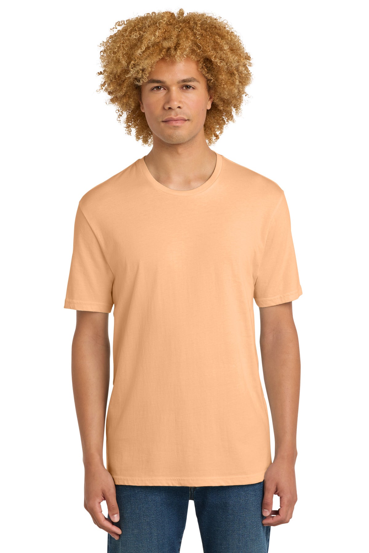 Custom logo District® Perfect Weight® Tee. DT104 in Apricot