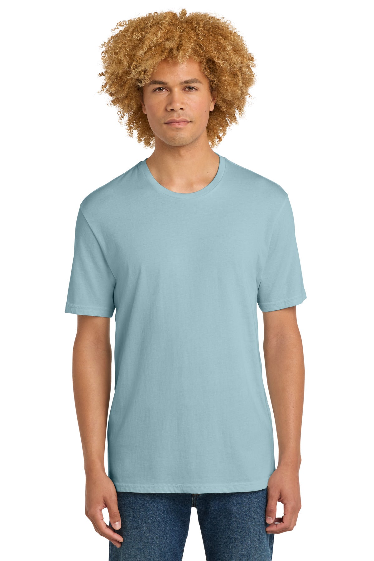 Custom logo District® Perfect Weight® Tee. DT104 in Blue Fog