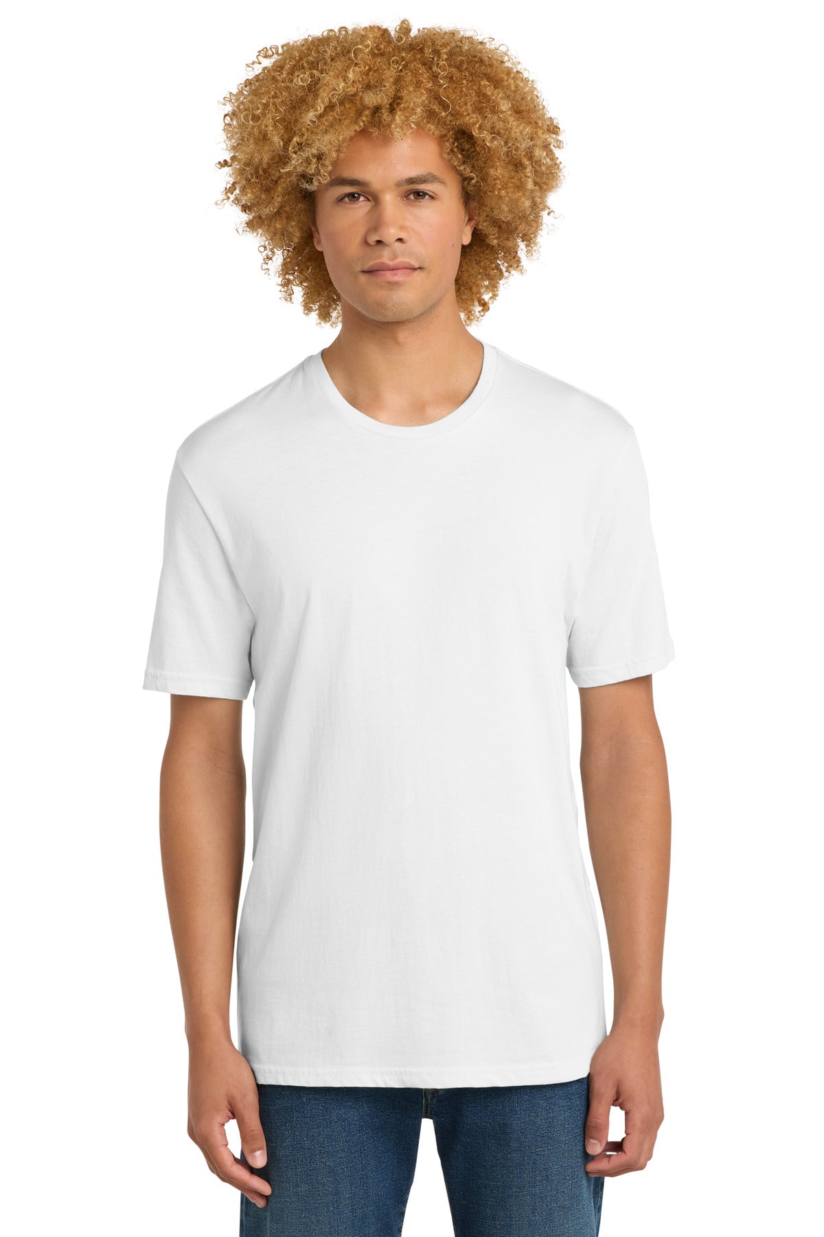 Custom logo District® Perfect Weight® Tee. DT104 in Bright White