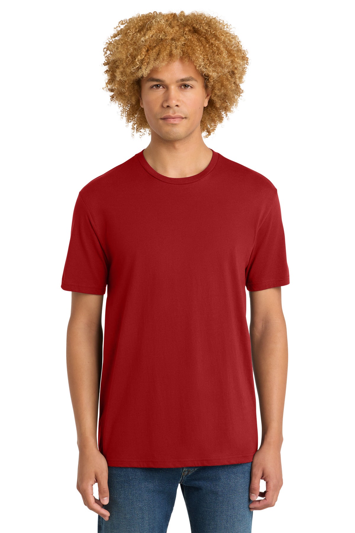 Custom logo District® Perfect Weight® Tee. DT104 in Classic Red
