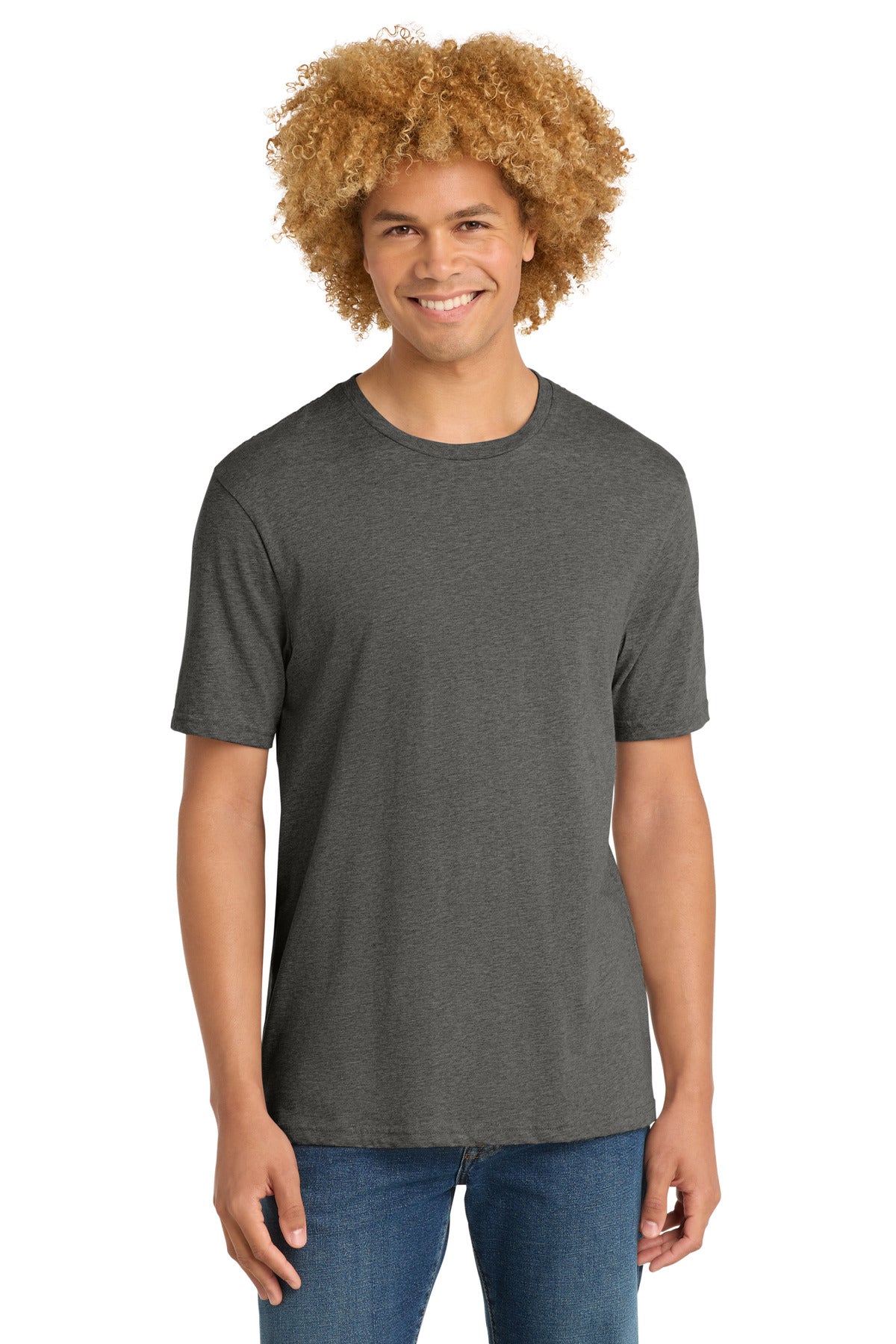Custom logo District® Perfect Weight® Tee. DT104 in Heathered Charcoal