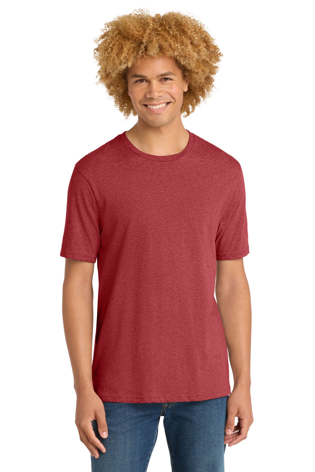 Custom logo District® Perfect Weight® Tee. DT104 in Heathered Red