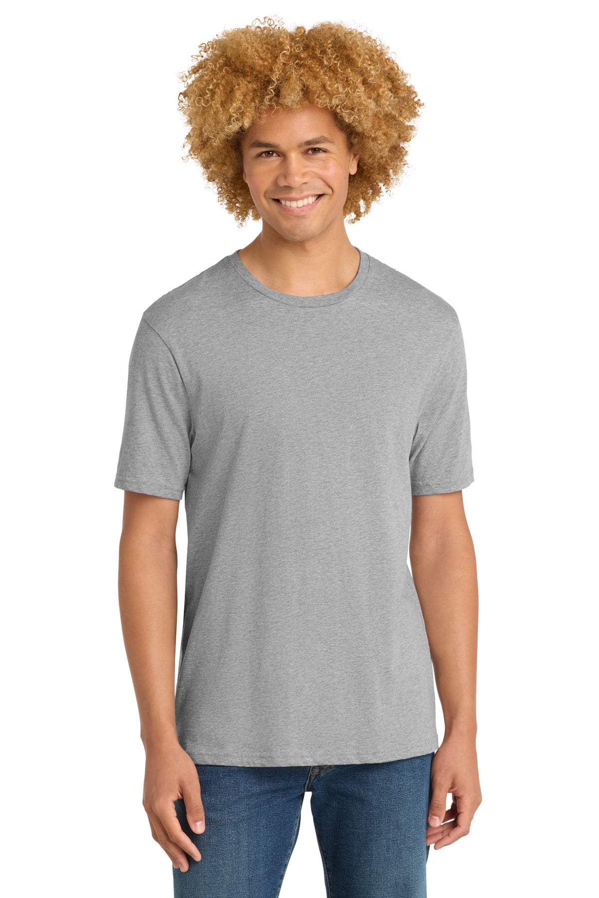 Custom logo District® Perfect Weight® Tee. DT104 in Heathered Steel
