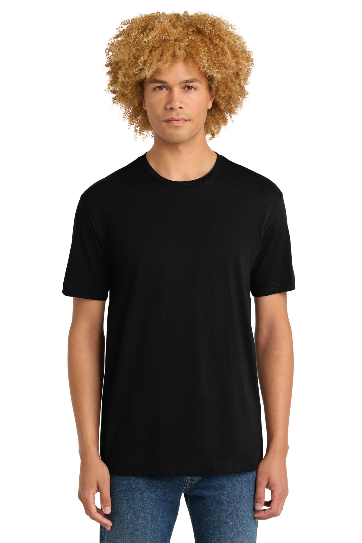 Custom logo District® Perfect Weight® Tee. DT104 in Jet Black