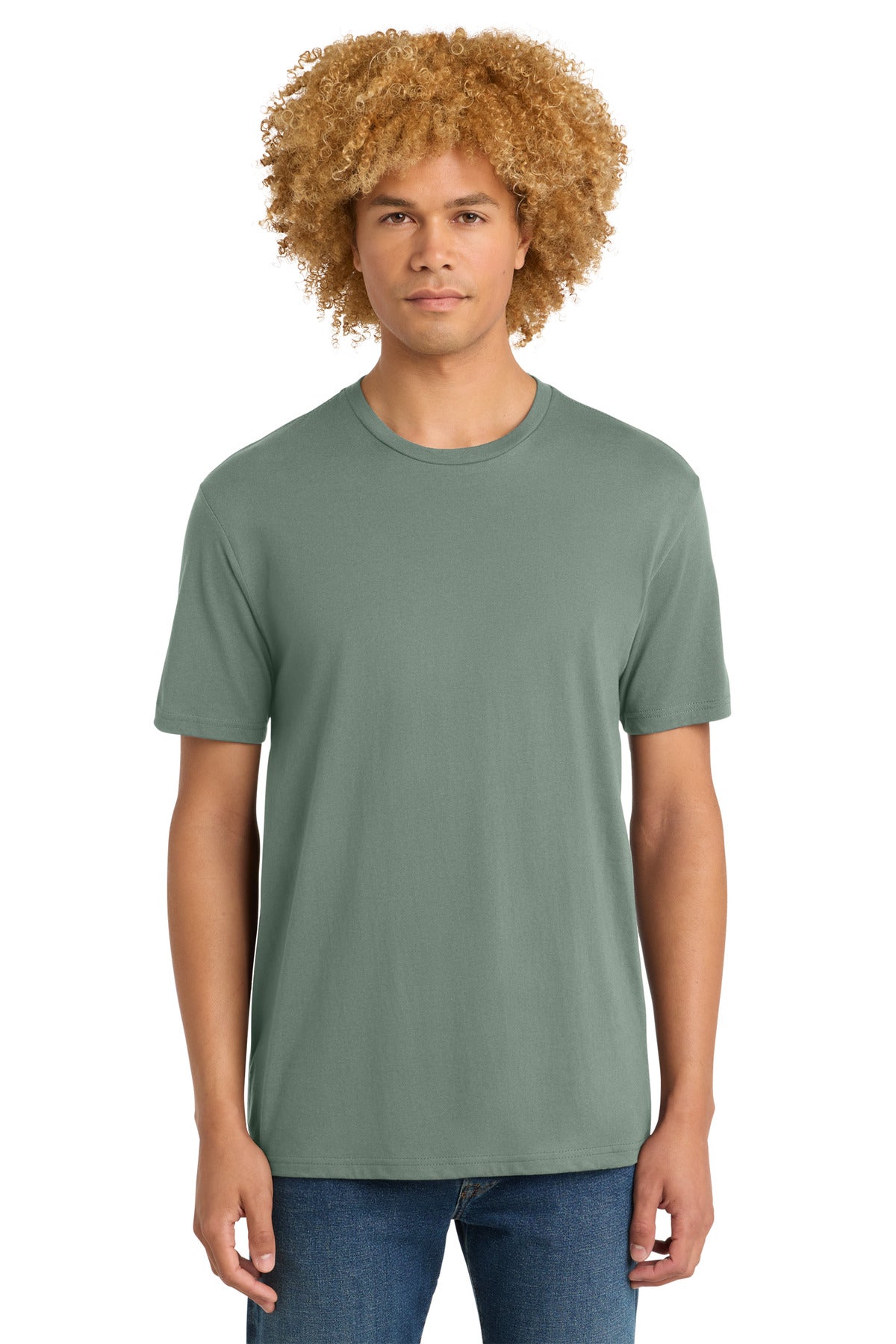 Custom logo District® Perfect Weight® Tee. DT104 in Laurel Green