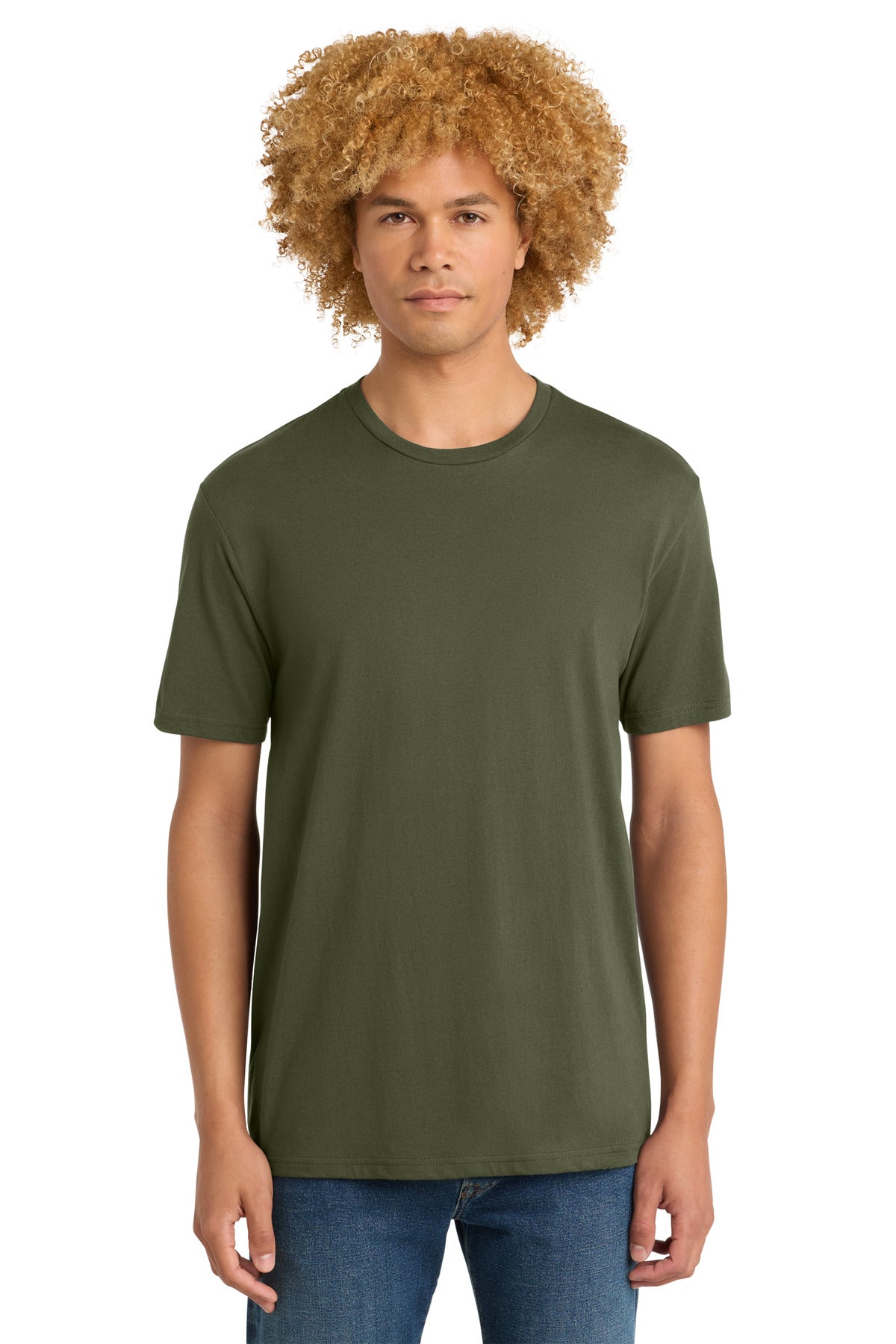 Custom logo District® Perfect Weight® Tee. DT104 in Military Green