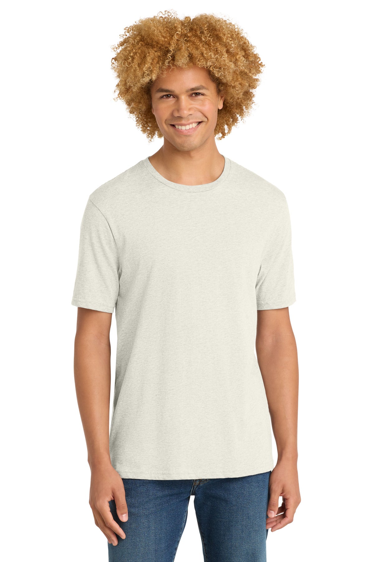 Custom logo District® Perfect Weight® Tee. DT104 in Oatmeal Heather