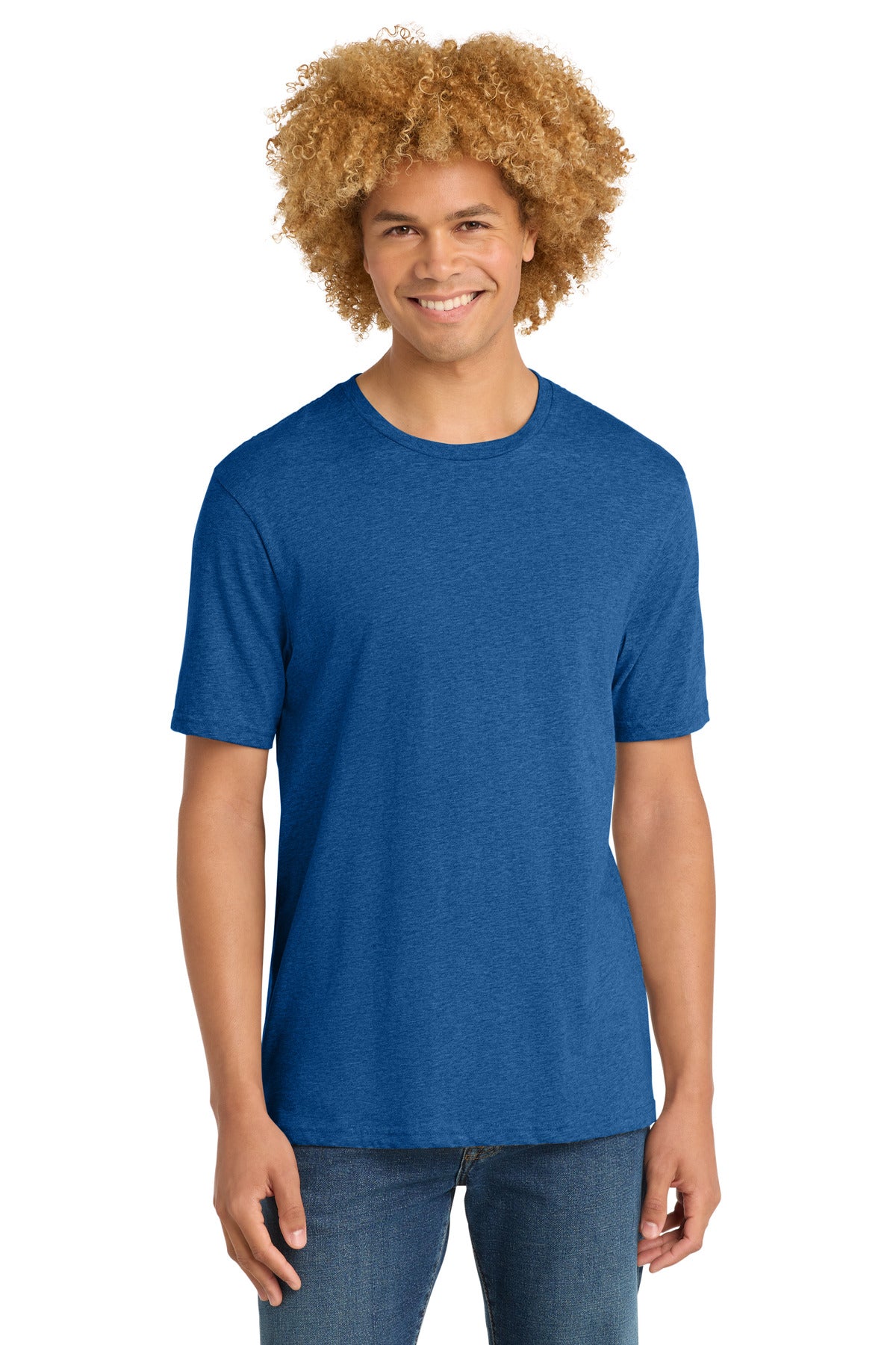 Custom logo District® Perfect Weight® Tee. DT104 in Royal Blue Heather
