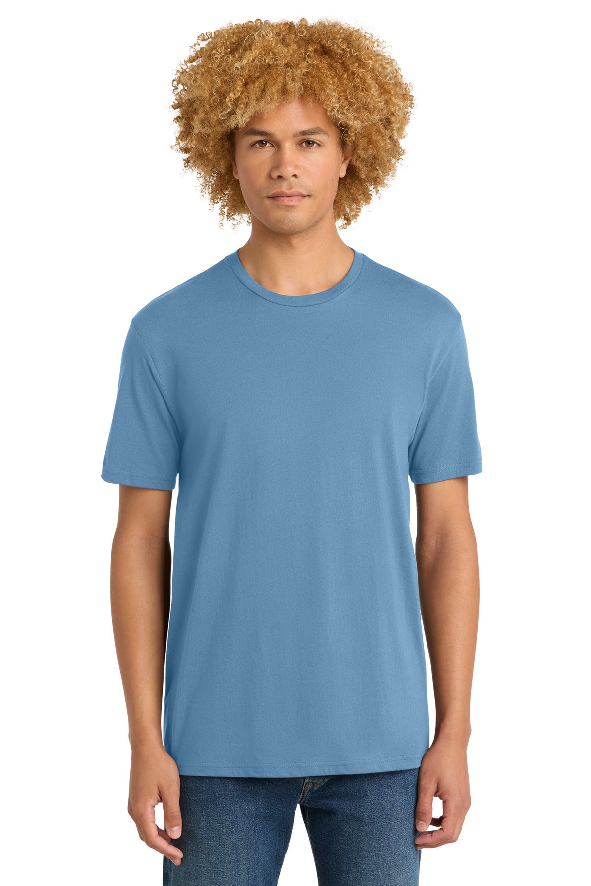 Custom logo District® Perfect Weight® Tee. DT104 in Tundra Blue