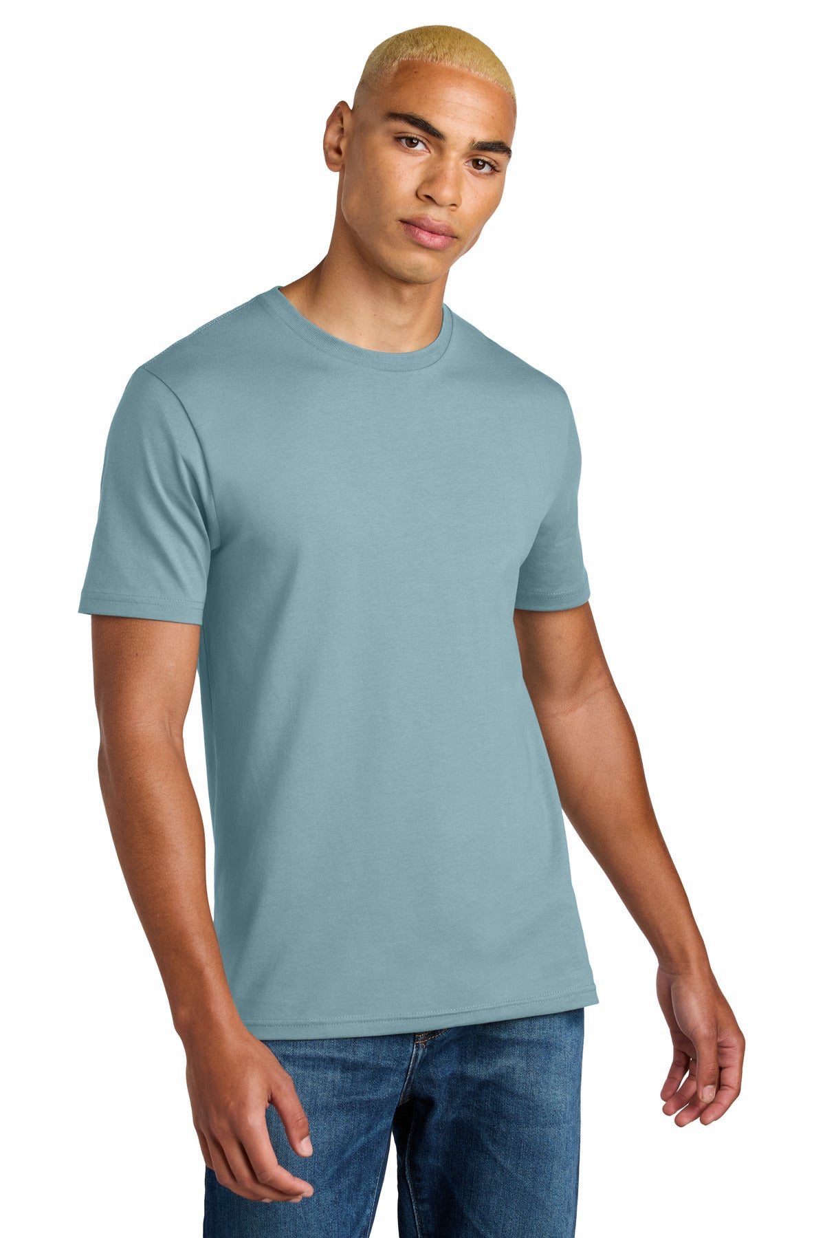 Custom logo District® Perfect Weight® Icon Tee DT106 in Blue Fog