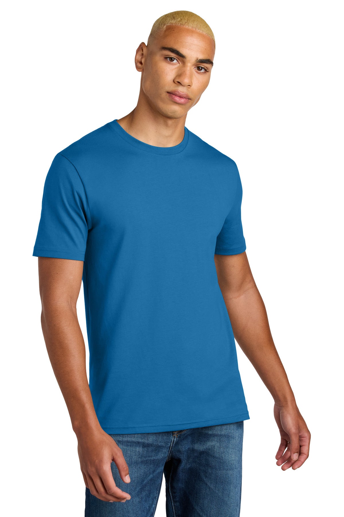 Custom logo District® Perfect Weight® Icon Tee DT106 in Bright Blue