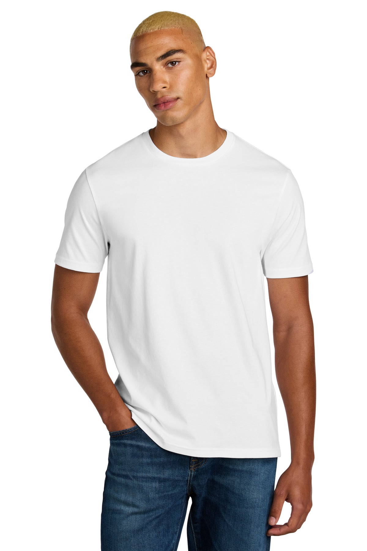 Custom logo District® Perfect Weight® Icon Tee DT106 in Bright White
