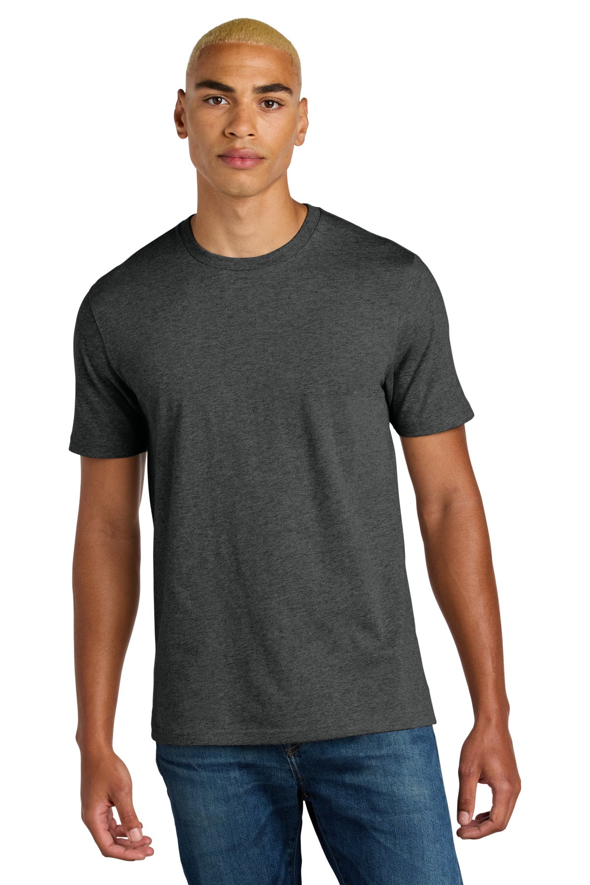 Custom logo District® Perfect Weight® Icon Tee DT106 in Heathered Charcoal