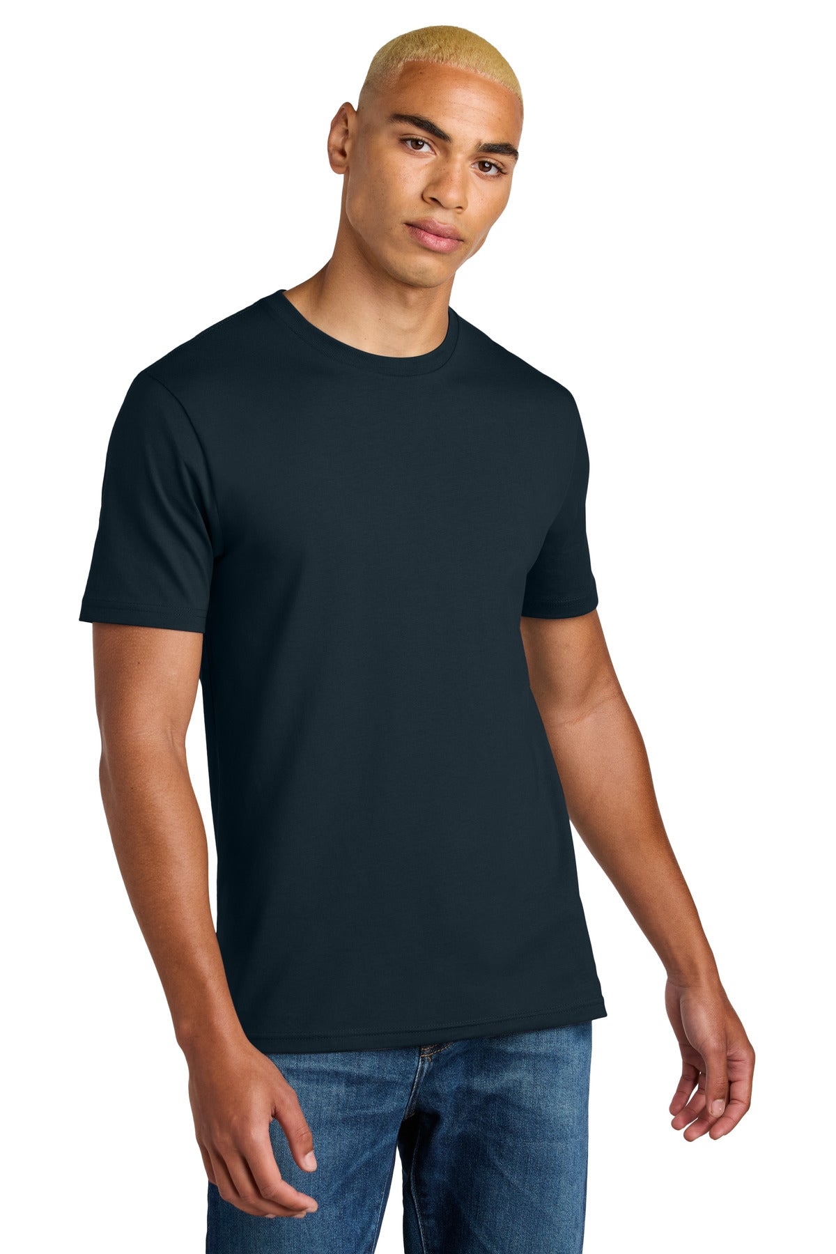 Custom logo District® Perfect Weight® Icon Tee DT106 in New Navy