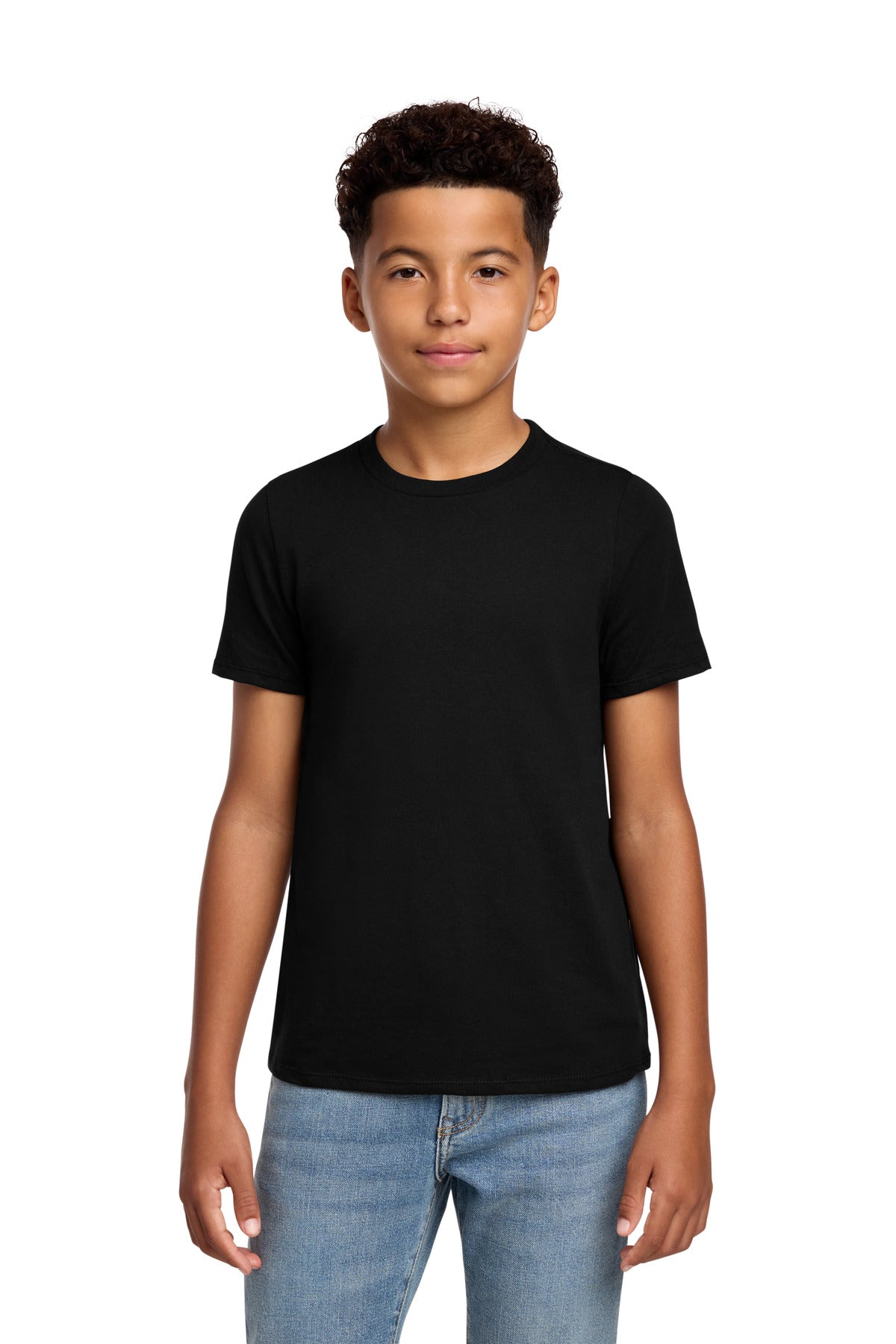 Custom logo District® Youth Perfect Blend® CVC Tee DT108Y in Black