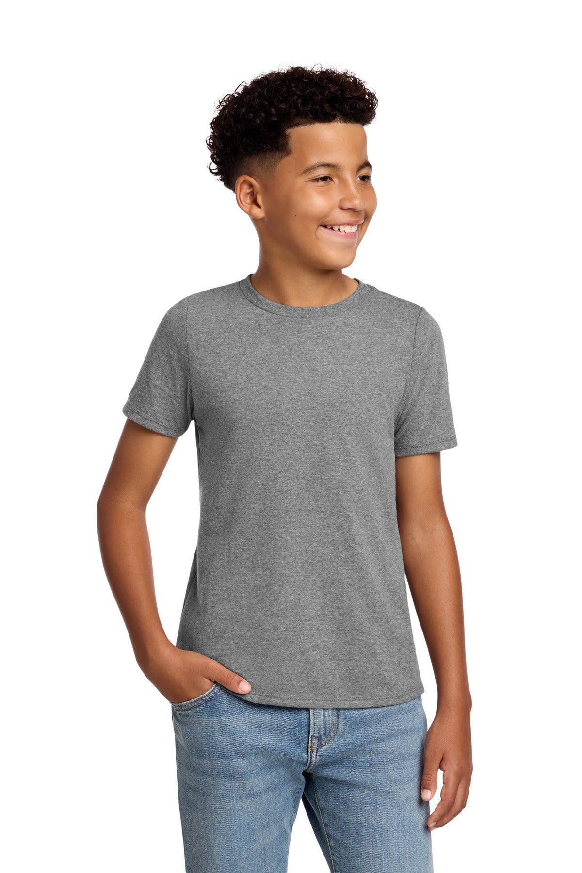 Custom logo District® Youth Perfect Blend® CVC Tee DT108Y in Grey Frost