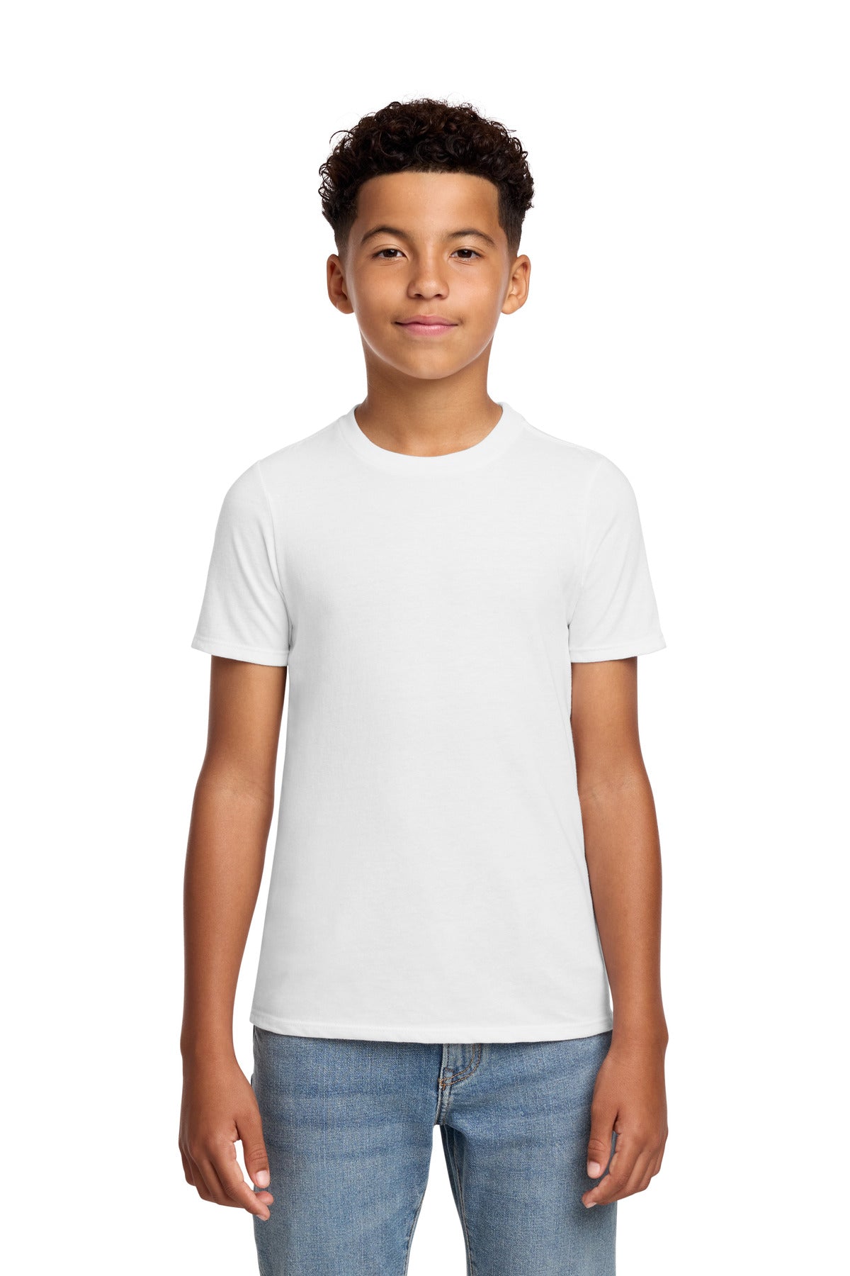 Custom logo District® Youth Perfect Blend® CVC Tee DT108Y in White