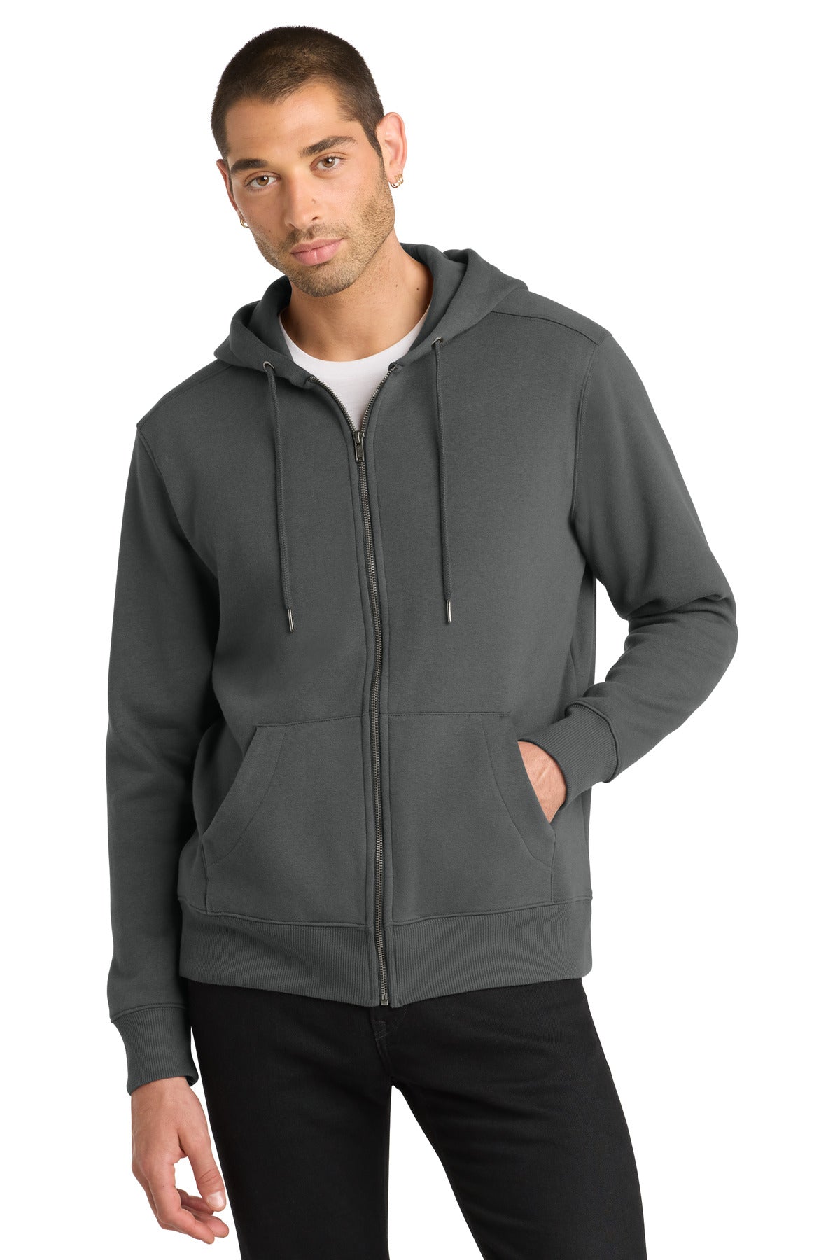 Custom logo District ® Perfect Weight ® Fleece Full-Zip Hoodie DT1103 in Charcoal