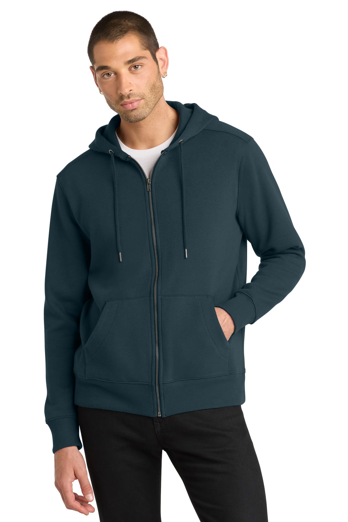 Custom logo District ® Perfect Weight ® Fleece Full-Zip Hoodie DT1103 in New Navy