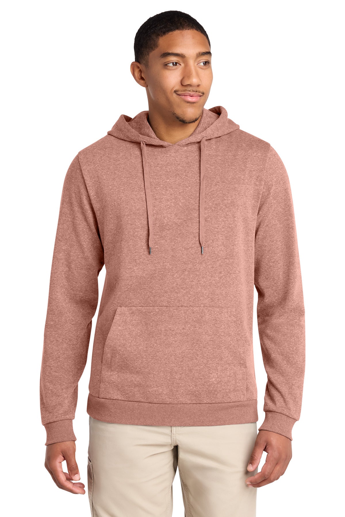 Custom logo District® Perfect Tri® Fleece Pullover Hoodie DT1300 in Blush Frost