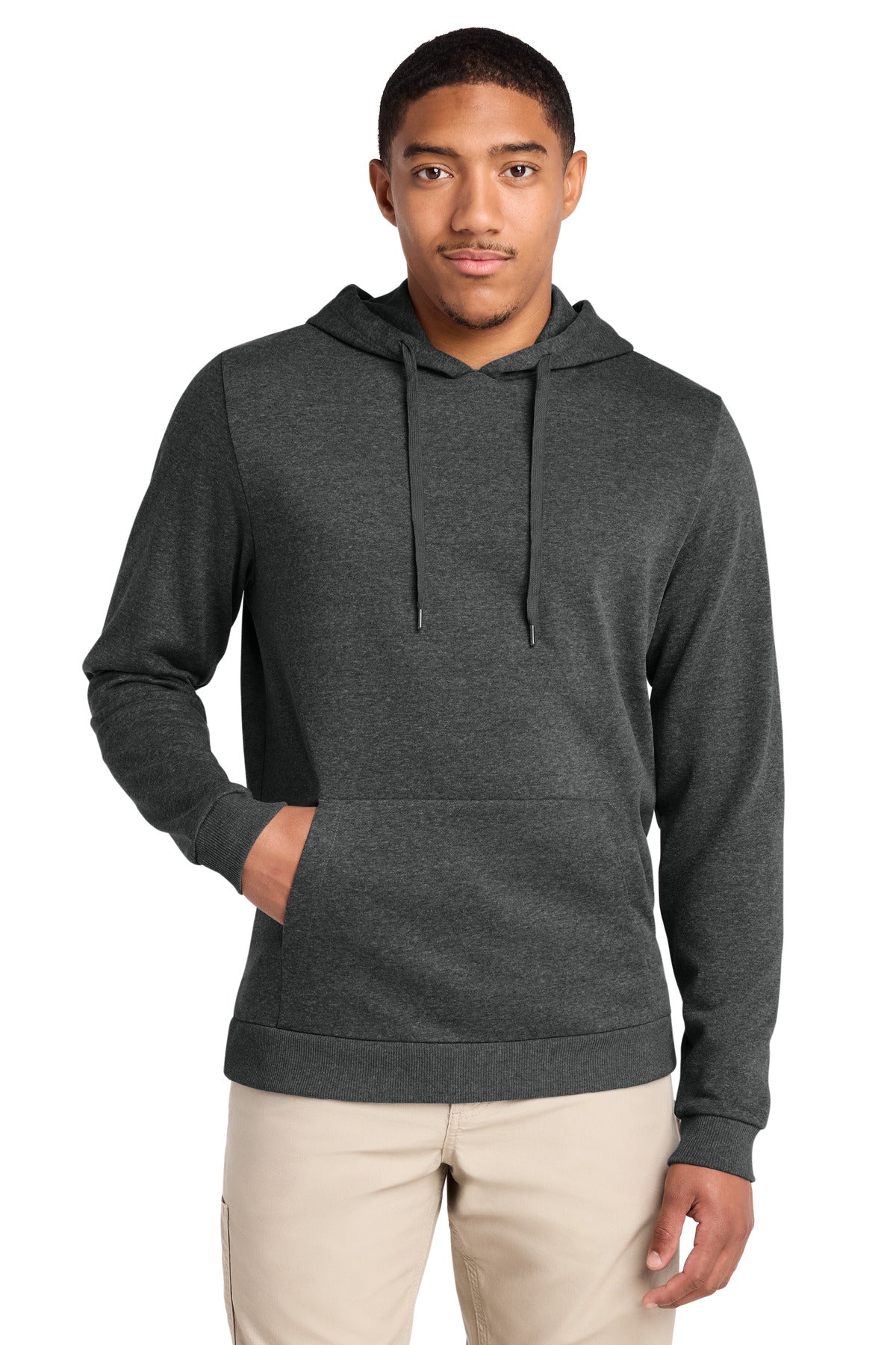 Custom logo District® Perfect Tri® Fleece Pullover Hoodie DT1300 in Heathered Charcoal