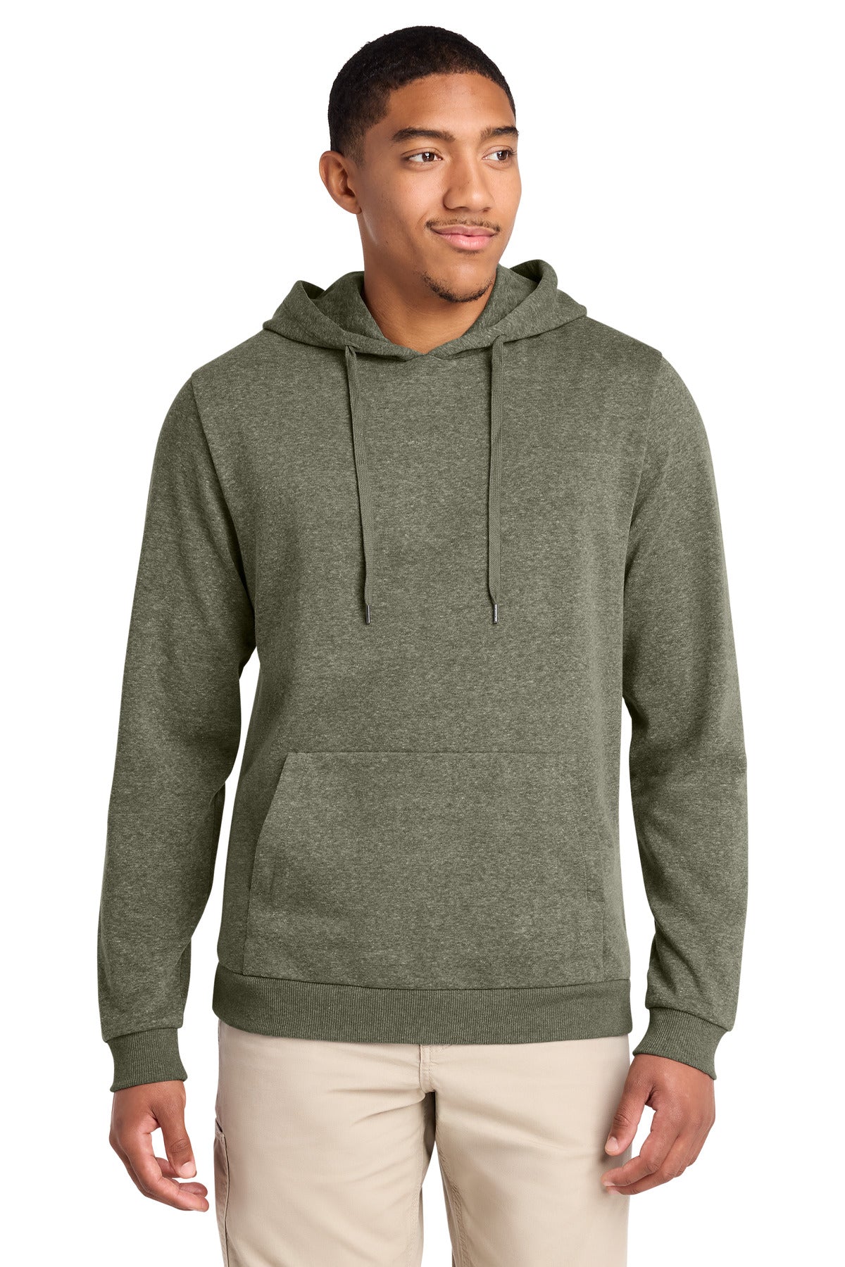 Custom logo District® Perfect Tri® Fleece Pullover Hoodie DT1300 in Military Green Frost