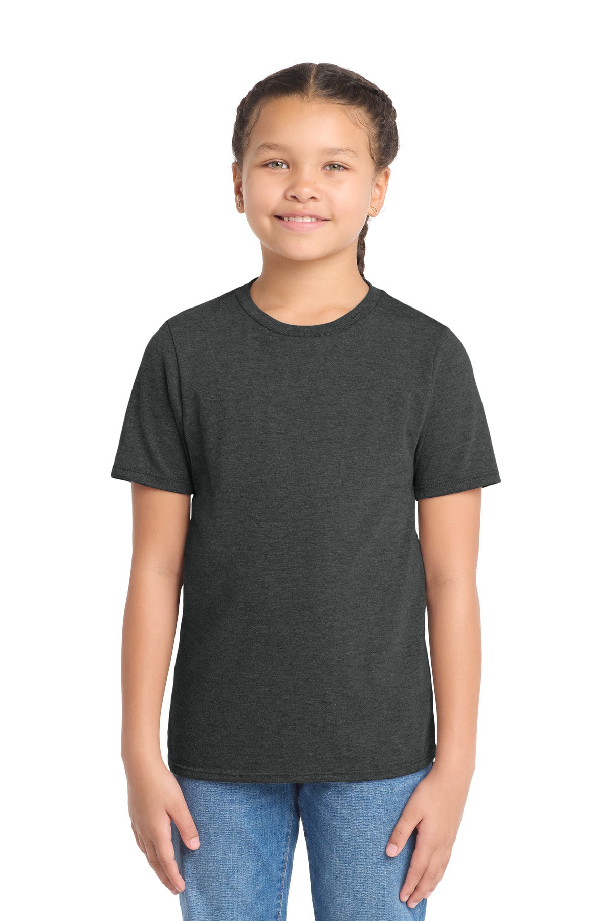 Custom logo District ® Youth Perfect Tri ®Tee. DT130Y in Black Frost