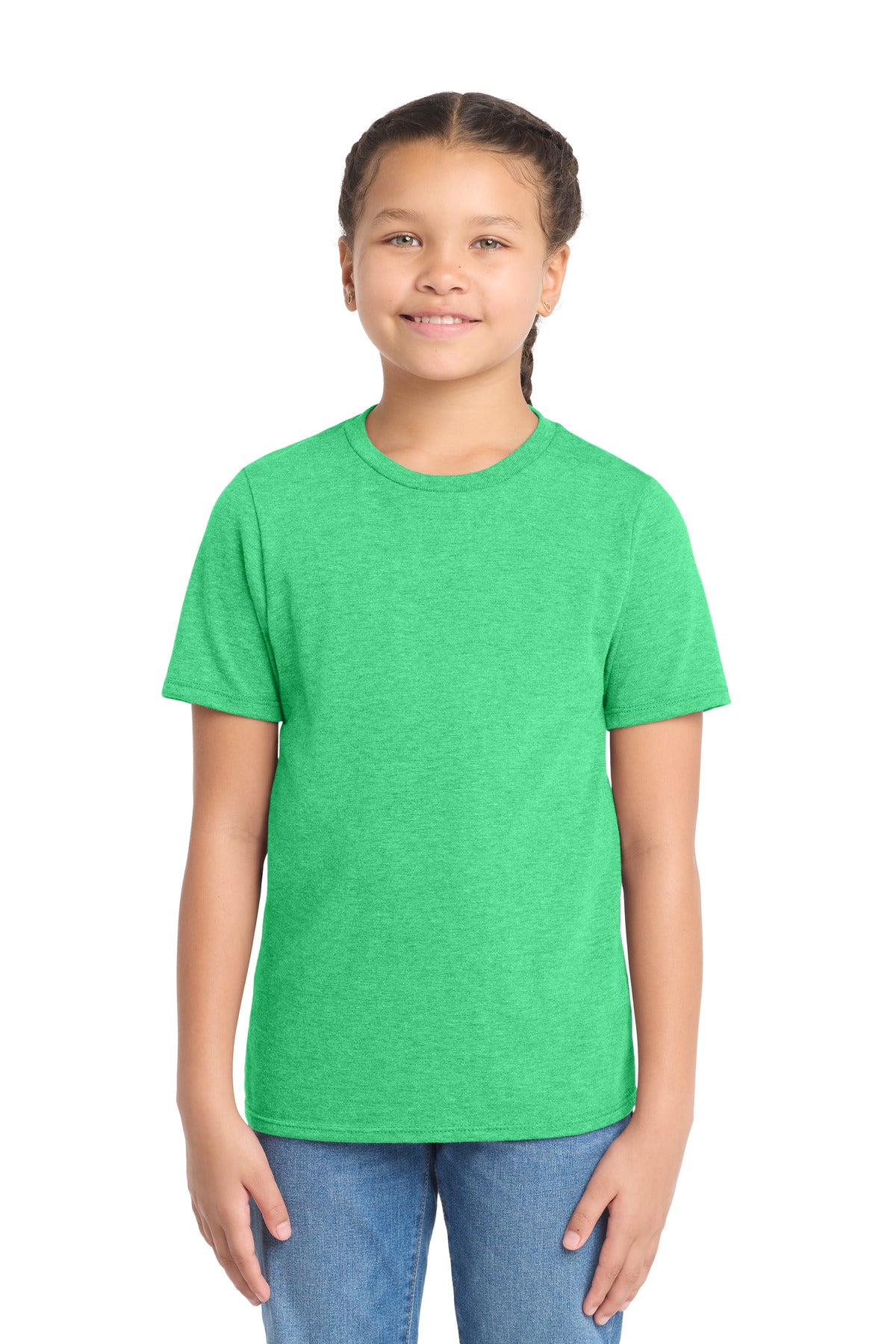 Custom logo District ® Youth Perfect Tri ®Tee. DT130Y in Green Frost